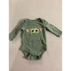 Star Wars Baby Yoda Grogu Long Sleeve Bodysuit Heather Green 0-3M Mandalorian